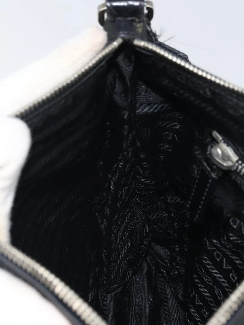 PRADA Shoulder Bag Nylon Leather Black Silver Auth 169453 - Picture 12 of 16
